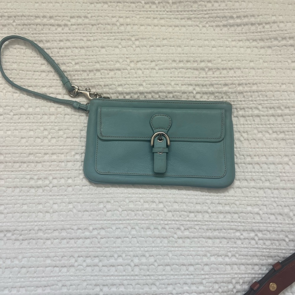 Coach Baby Blue Leather Wristlet